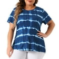 thumbnail image 1 of DARING DIVA Women's Plus T-Shirts Round Neck Multi-Color Dye Casual Tops 1X Blue, 1 of 6