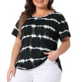 thumbnail image 1 of DARING DIVA Women's Plus T-Shirts Round Neck Multi-Color Dye Casual Tops 3X Black, 1 of 6
