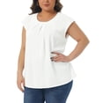 thumbnail image 1 of DARING DIVA Women's Plus Tank Tops Pleated Crewneck Casual Work Shirts 1X White, 1 of 6
