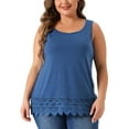 thumbnail image 1 of DARING DIVA Women's Plus Tank Tops Round Neck Swing Lace Panel Flowy Tops 2X Navy Blue, 1 of 6