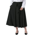 thumbnail image 1 of DARING DIVA Women's Plus Tie Knot A-Line Flowy Swing Midi Skirts with Pockets 1X Black, 1 of 5