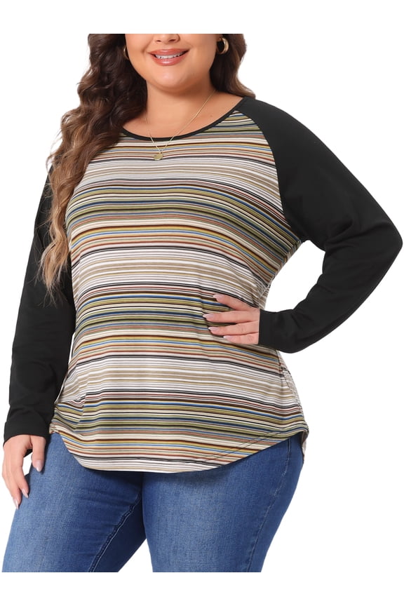 Women's Plus Top Long Sleeve Relaxed Fit T-Shirt Blouse 4X Green