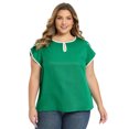 thumbnail image 1 of DARING DIVA Women's Plus Tops Keyhole Crew Neck Tulip Blouses 1X Green, 1 of 6