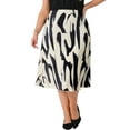 thumbnail image 1 of DARING DIVA Women's Plus Trendy Summer Print Pleated High Waisted Midi Skirt 1X Black, 1 of 6