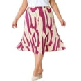 thumbnail image 1 of DARING DIVA Women's Plus Trendy Summer Print Pleated High Waisted Midi Skirt 3X Hot Pink, 1 of 6