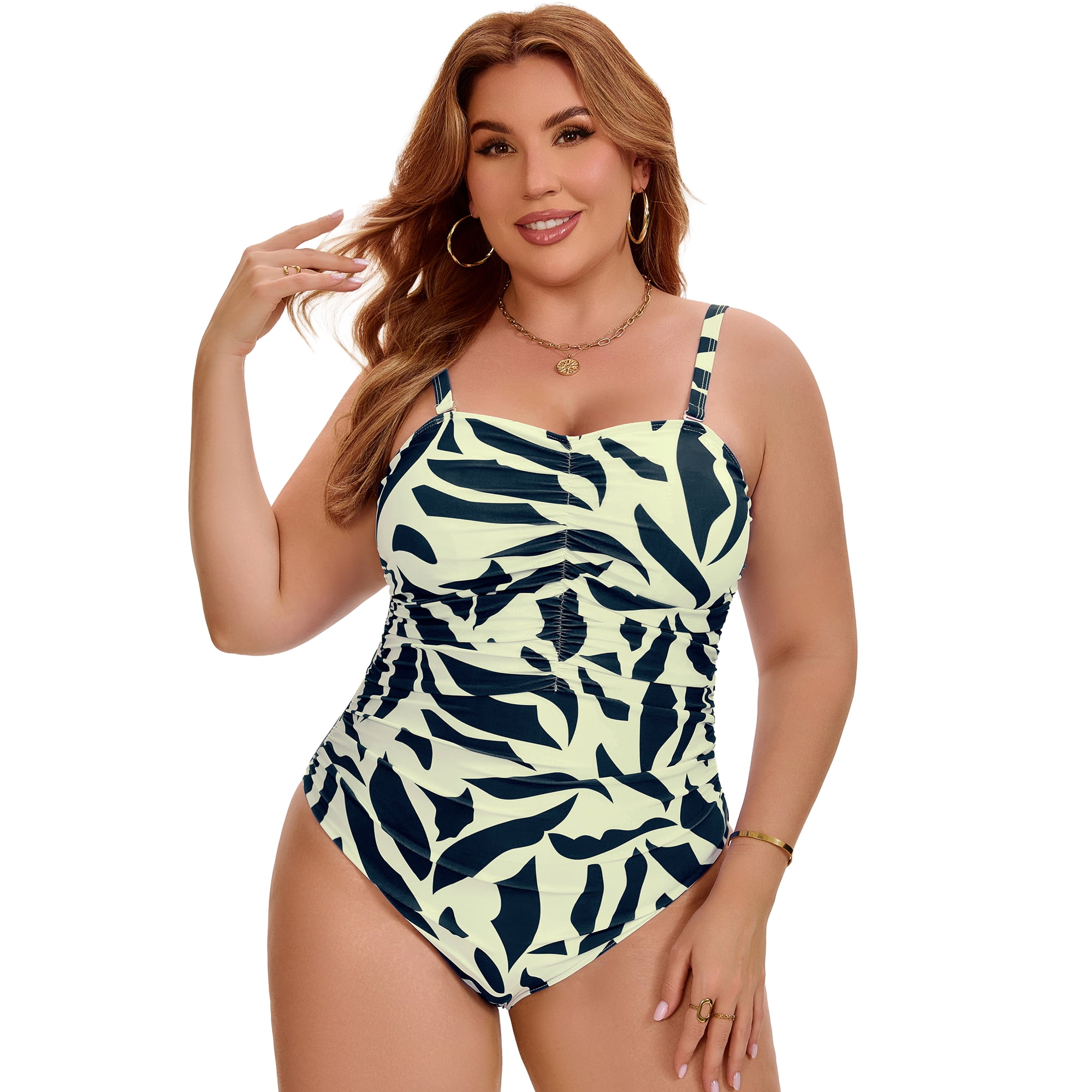 DARING DIVA Women's Plus Tummy Control Adjustable Straps Swimsuit 3X Black