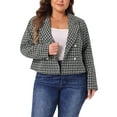 thumbnail image 1 of DARING DIVA Women's Plus Tweed Blazer Jacket Notched Lapel Business Black 1X, 1 of 6
