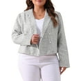 thumbnail image 1 of DARING DIVA Women's Plus Tweed Blazer Jacket Notched Lapel Business White 3X, 1 of 6