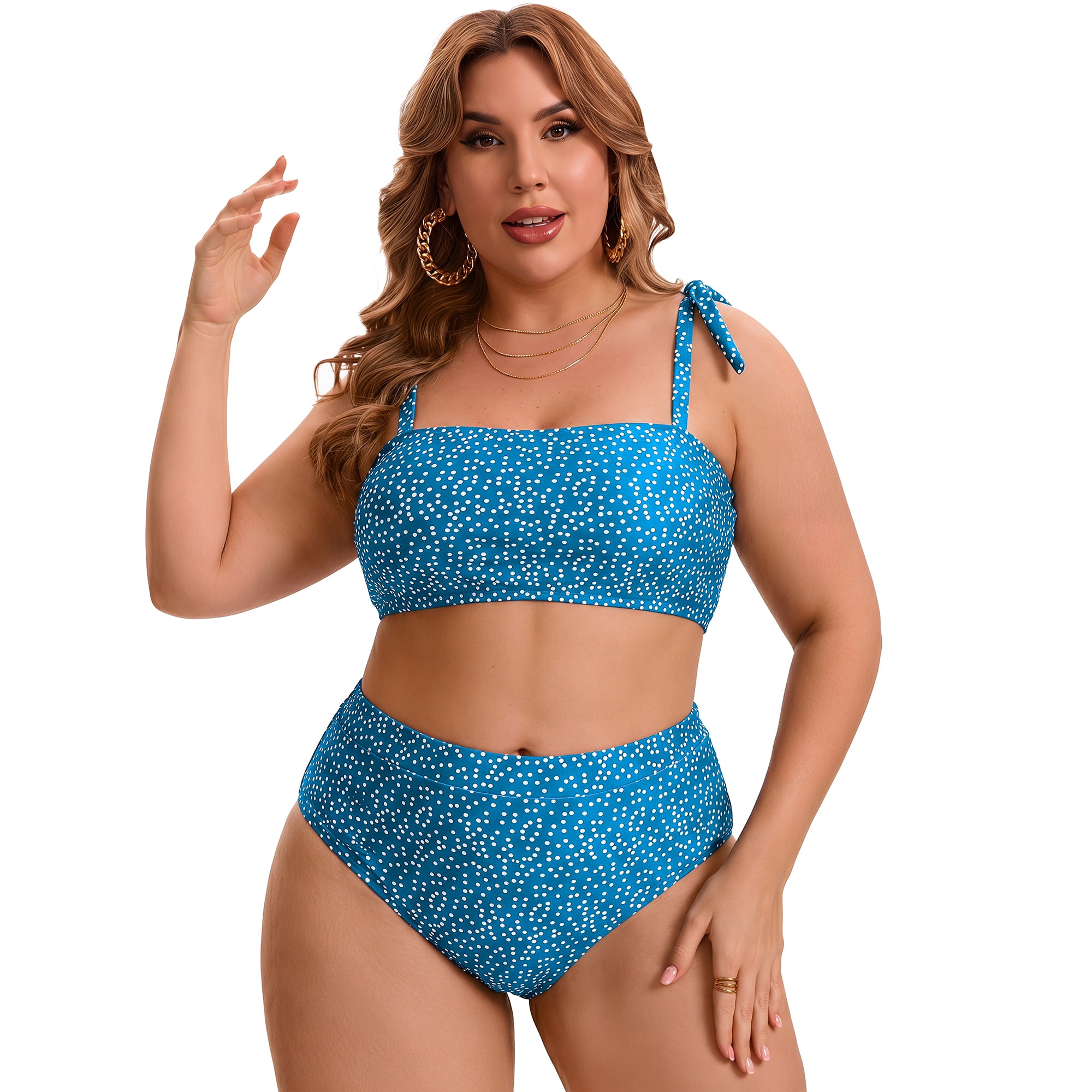 DARING DIVA Women's Plus Two Piece Bikini Tummy Control Vacation Set 1X Indigo