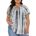 thumbnail image 1 of DARING DIVA Women's Plus Tye Dye Short Sleeves Blouse 4X Grey, 1 of 6