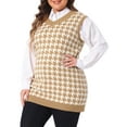 thumbnail image 1 of DARING DIVA Women's Plus V Neck Sleeveless Knit Oversized Sweater Vests 4X Brown, 1 of 6