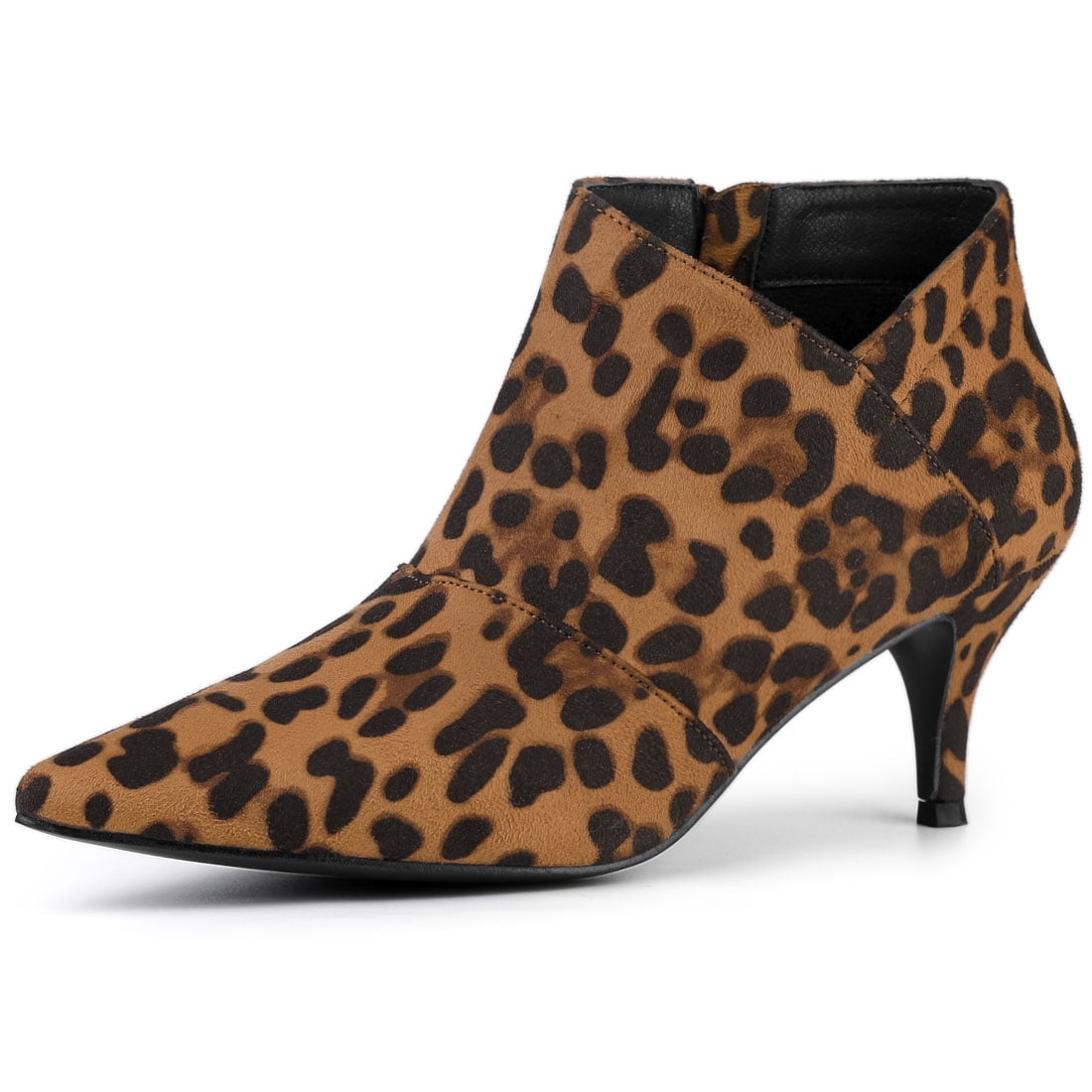 DARING DIVA Women's Pointed Toe Kitten Heel Cutout Ankle Boots Brown 8.5