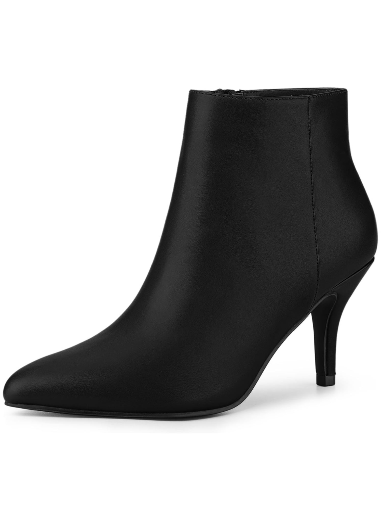 DARING DIVA Women's Pointed Toe Zipper Stiletto Heel Ankle Wrap Boots Black 7