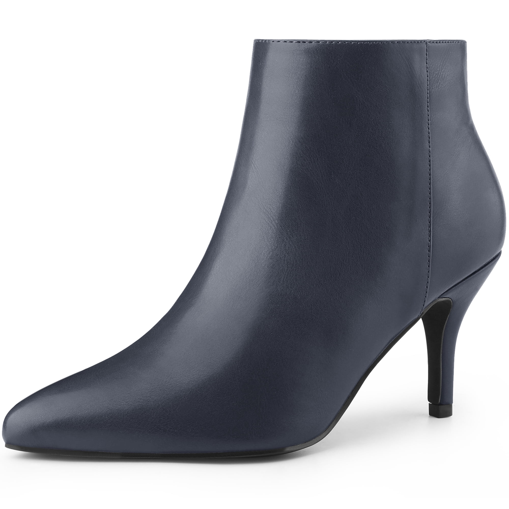 DARING DIVA Women's Pointed Toe Zipper Stiletto Heel Ankle Wrap Boots Dark Blue 9
