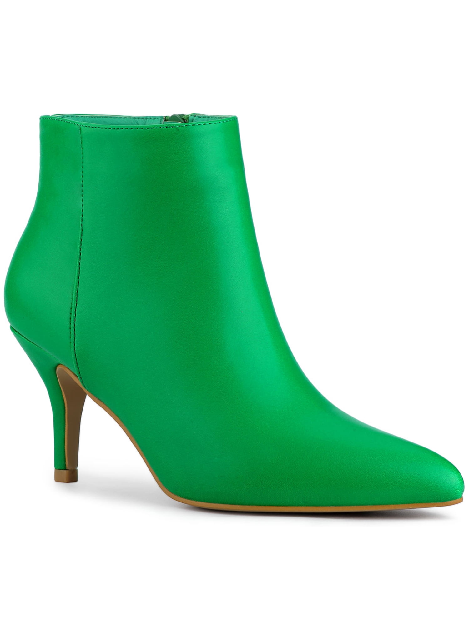 DARING DIVA Women's Pointed Toe Zipper Stiletto Heel Ankle Wrap Boots Grass Green 9