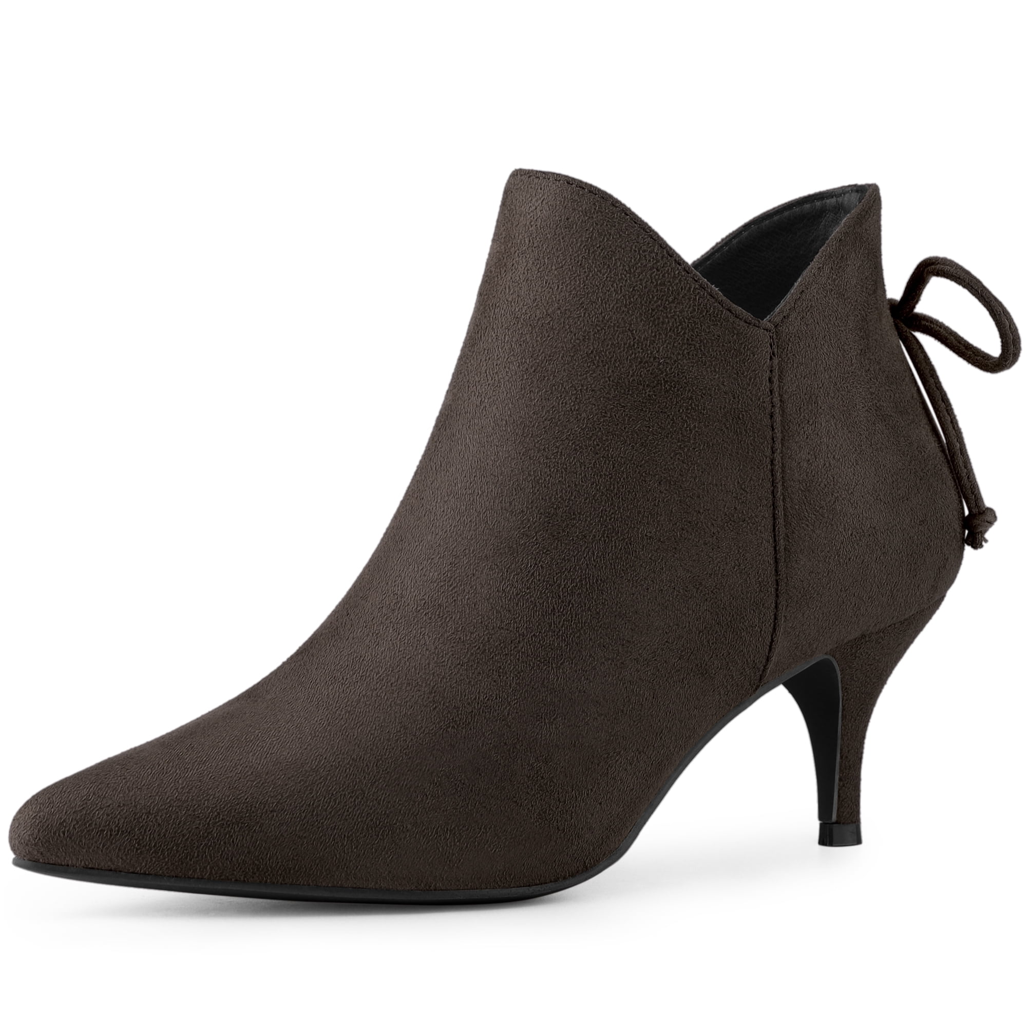 DARING DIVA Women's Pointy Toe Kitten Heel Ankle Booties Coffee 9