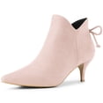 thumbnail image 1 of DARING DIVA Women's Pointy Toe Kitten Heel Ankle Booties Pink 6.5, 1 of 7