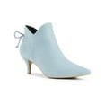 thumbnail image 1 of DARING DIVA Women's Pointy Toe Kitten Heel Ankle Booties Sky Blue 6, 1 of 7