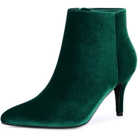 DARING DIVA Women's Pointy Toe Stiletto Heels Ankle Boots Green US 9