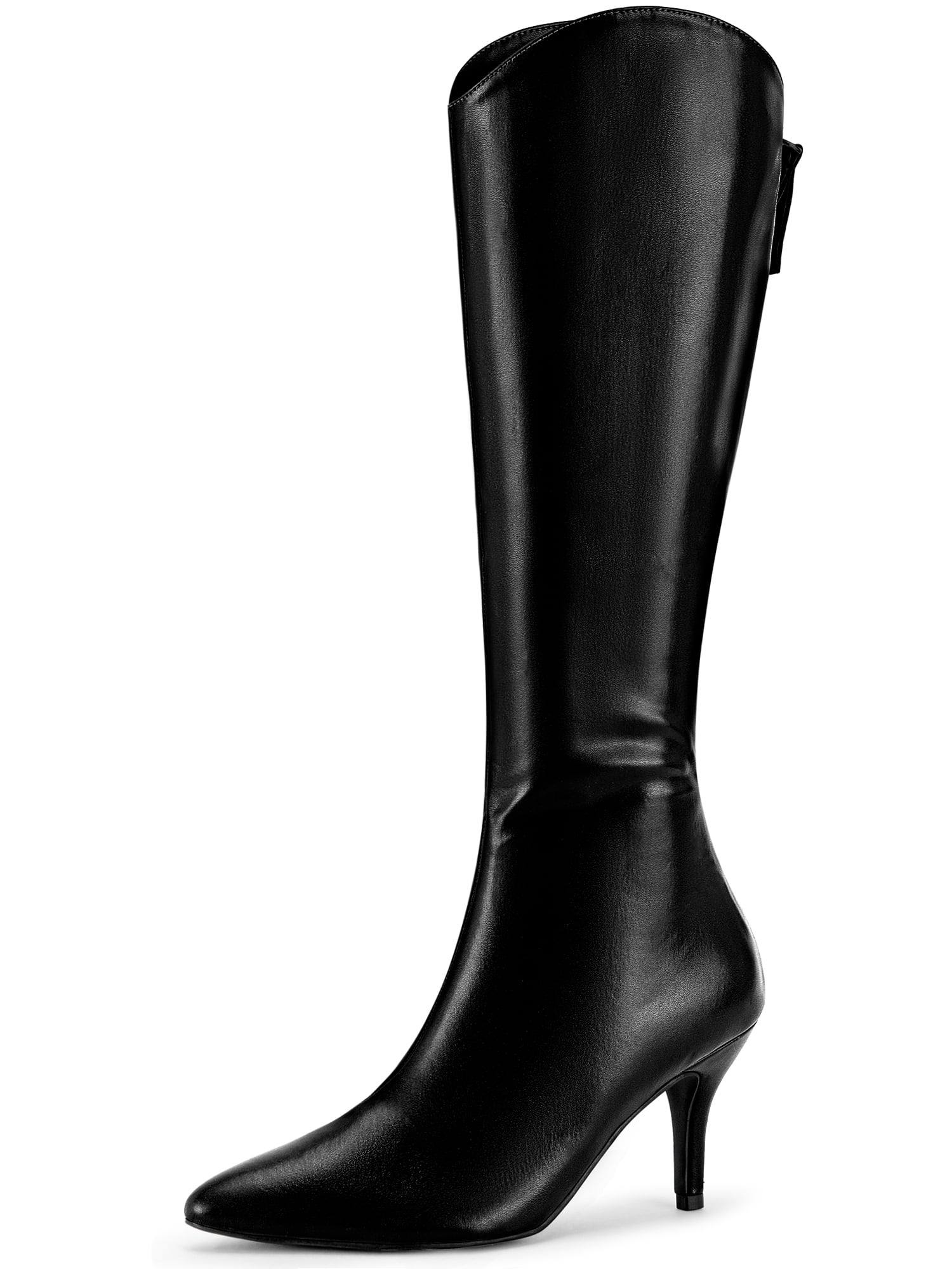 DARING DIVA Women's Pointy Toe Stiletto Heels Knee High Boots Black 7