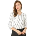 thumbnail image 1 of DARING DIVA Women's Polka Dots 3/4 Sleeve Button Blouse Top 3X-Large White, 1 of 6