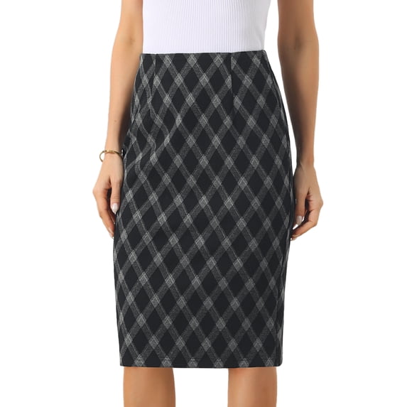 DARING DIVA Women's Preppy Knee Length High Waisted Bodycon Pencil Skirts S Black