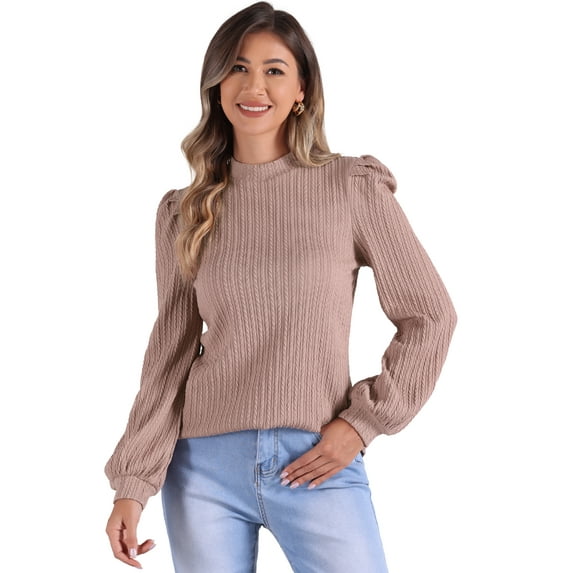 DARING DIVA Women's Puff Long Sleeve Casual Work Blouses L Pink