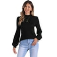 thumbnail image 1 of DARING DIVA Women's Puff Long Sleeve Casual Work Blouses XS Black, 1 of 6