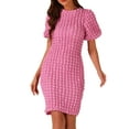 thumbnail image 1 of DARING DIVA Women's Puff Sleeve Elegant Party Midi Dresses XS Hot Pink, 1 of 5