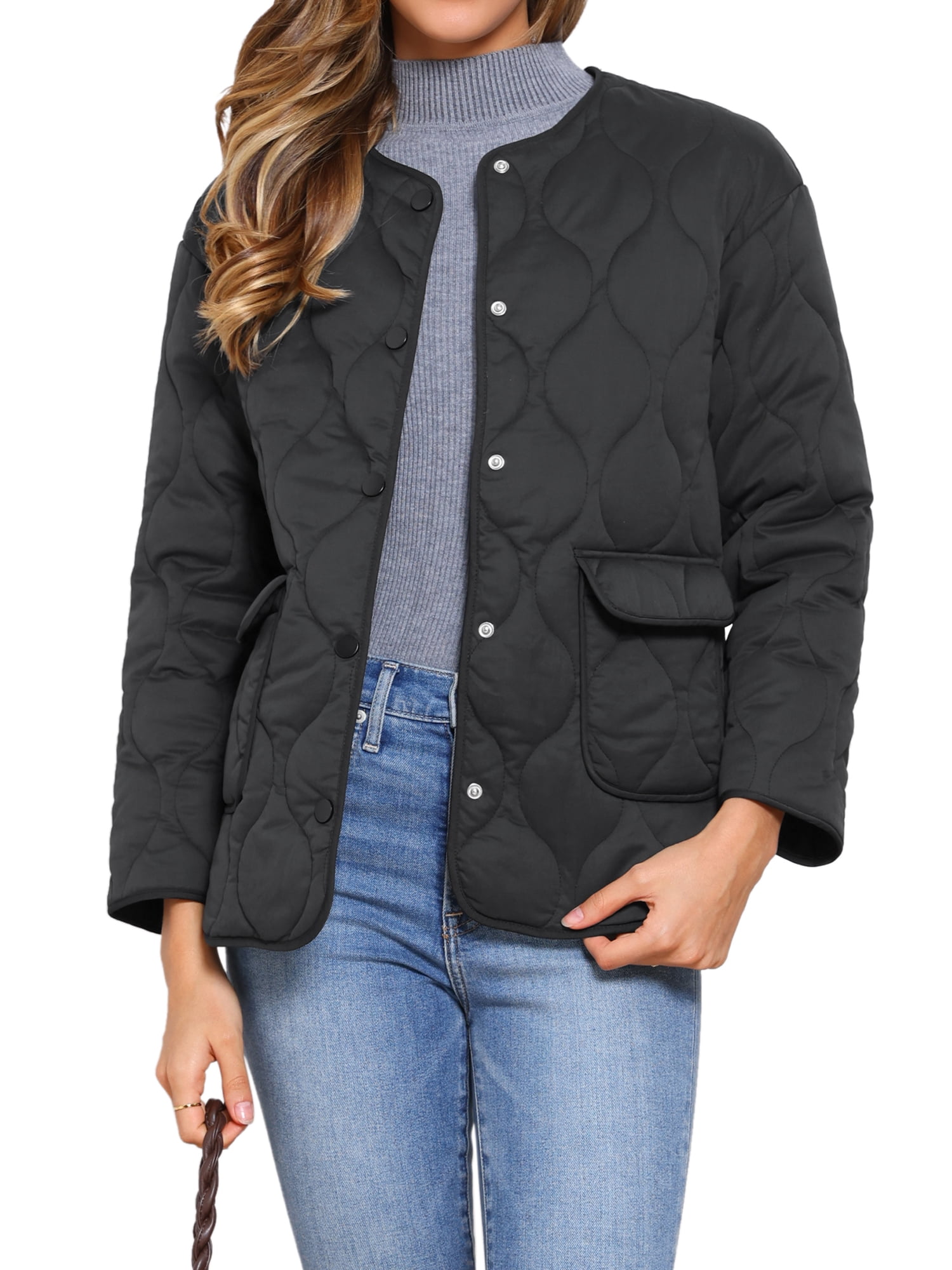 DARING DIVA Women's Puffer Lightweight Casual Jacket XS Black