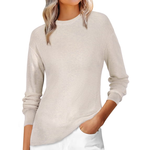 DARING DIVA Women's Pullover Long Sleeve Crew Neck Knit Sweater Tops XS Apricot