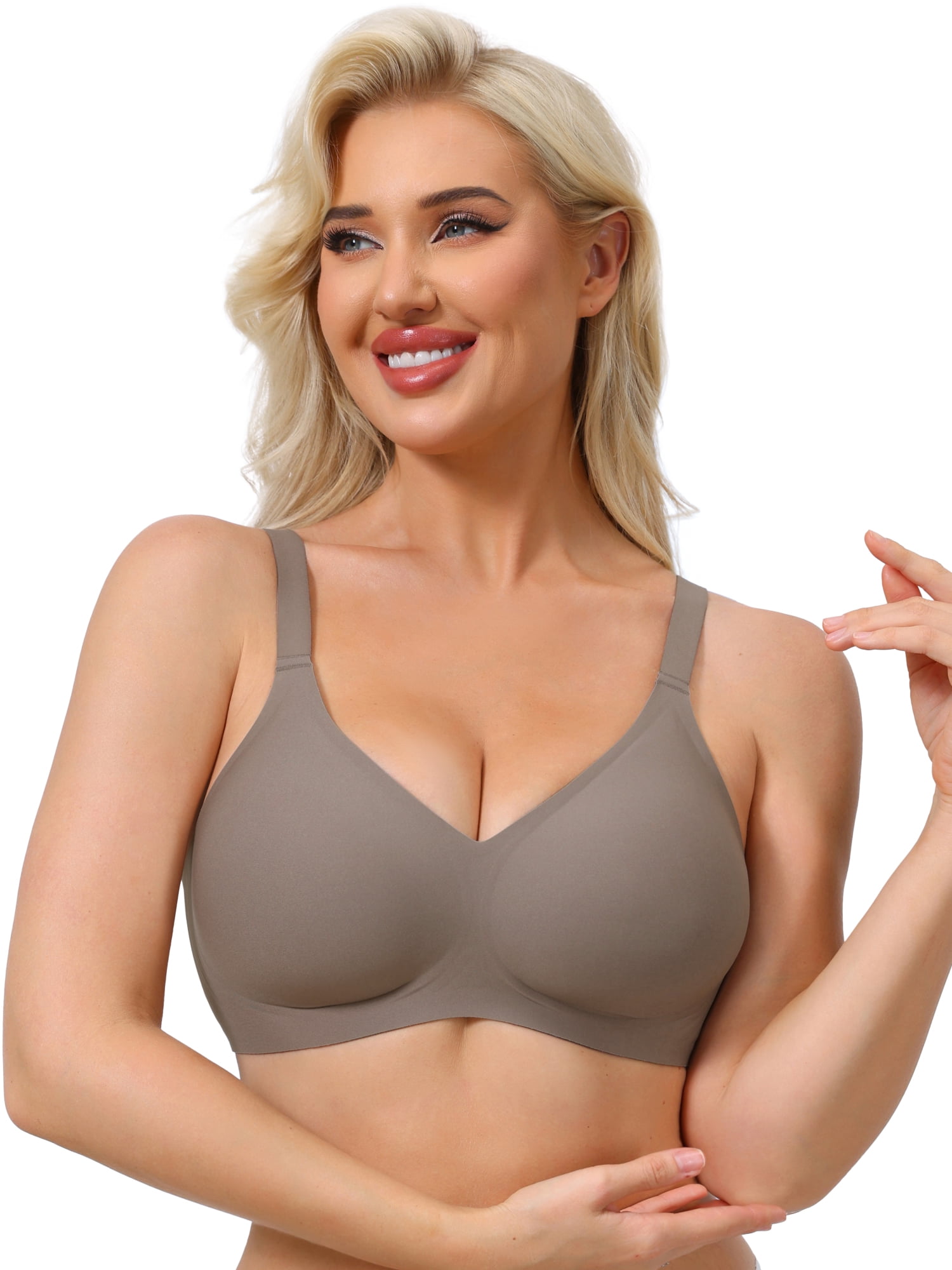 DARING DIVA Women's Push Up Wirefree Seamless Adjustable Straps Bras 3X-Large Gray