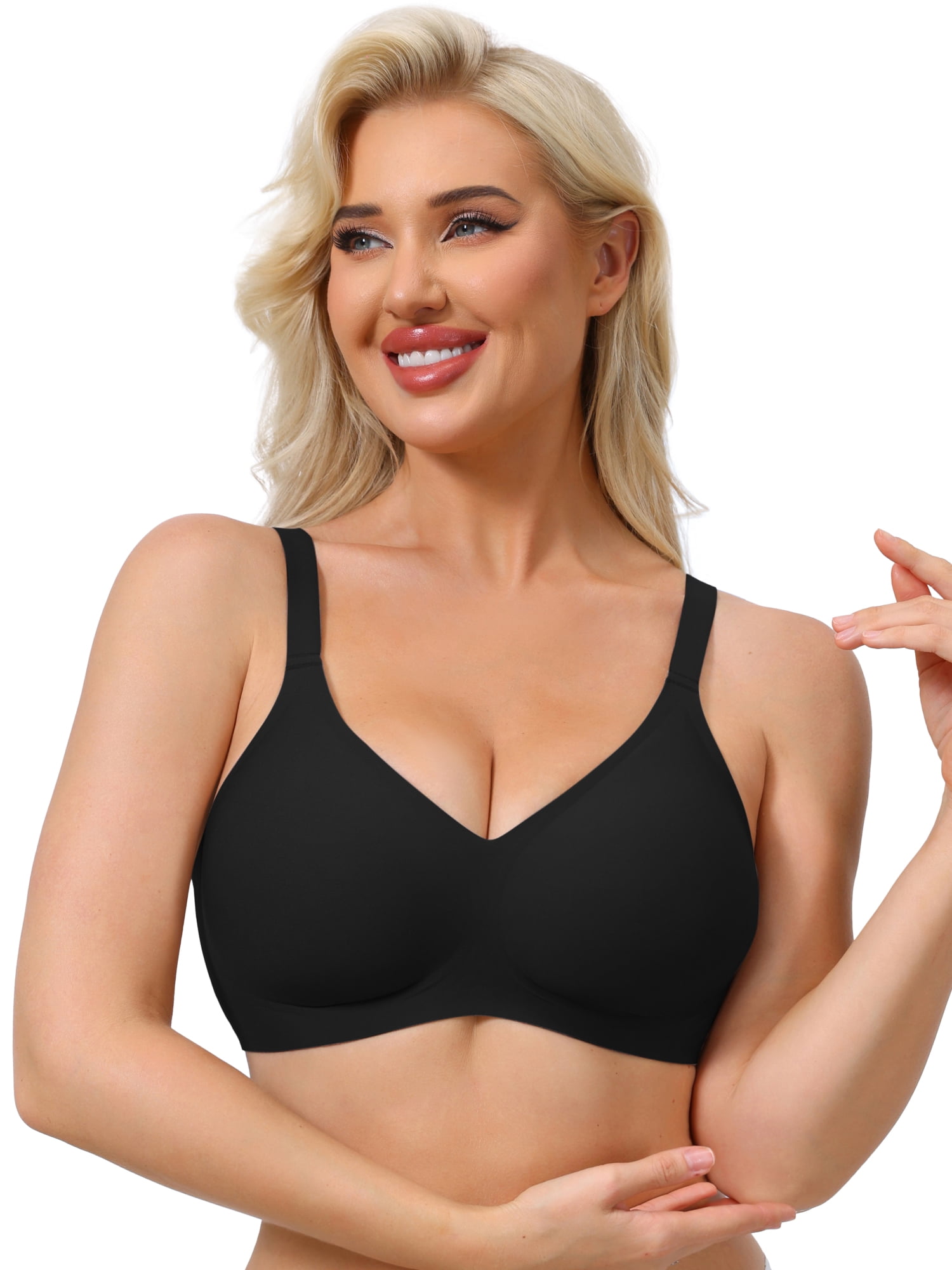 DARING DIVA Women's Push Up Wirefree Seamless Adjustable Straps Bras XL Black