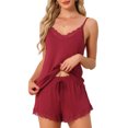 thumbnail image 1 of DARING DIVA Women's Rayon Lace Trim V Neck Cami Camisole Sleepwear L Brown, 1 of 7