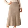 thumbnail image 1 of DARING DIVA Women's A-Line Skirts Stretchy Sweater Midi Skirt S Brown, 1 of 8