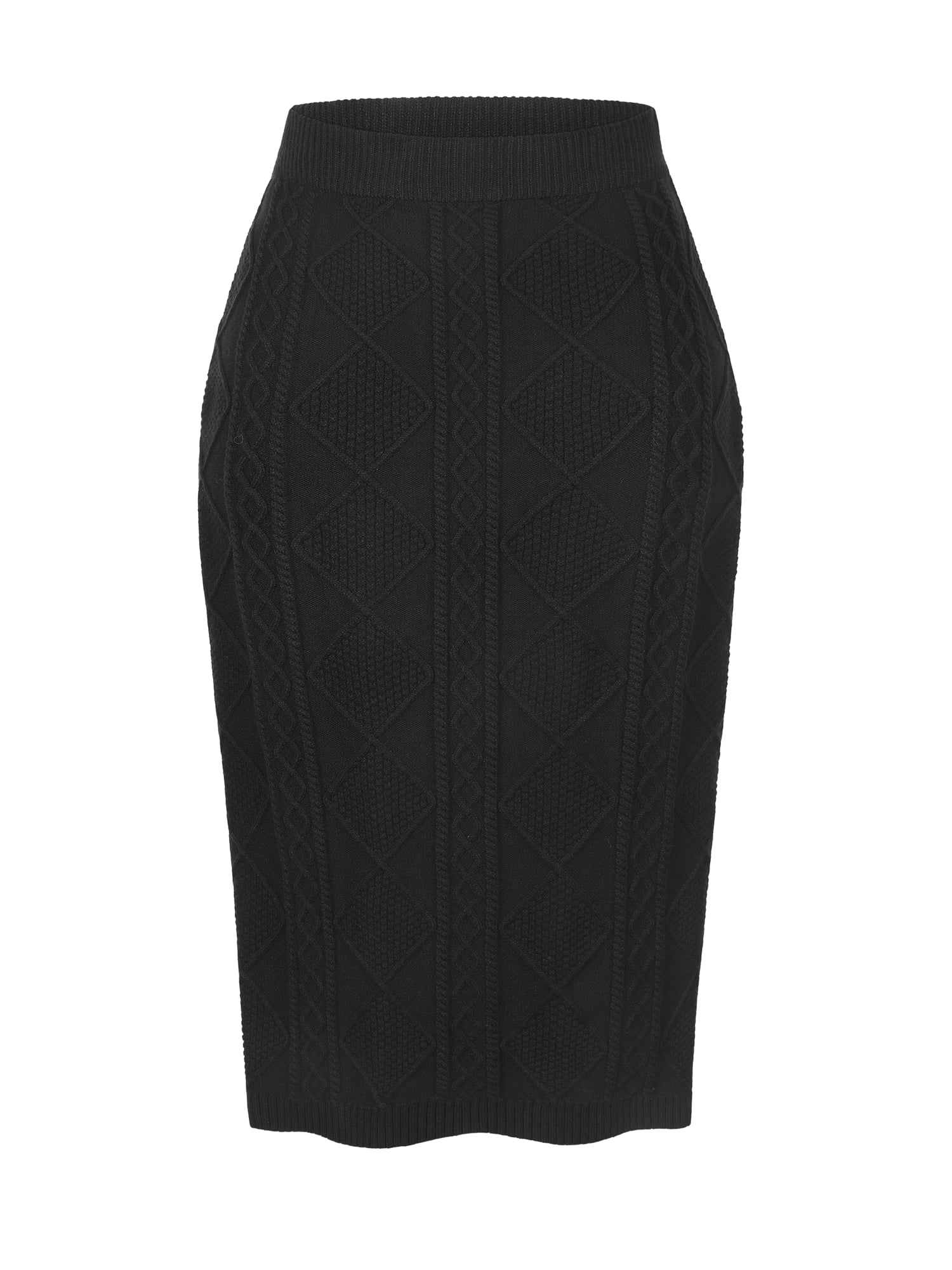DARING DIVA Women's Ribbed Knit Elastic High Waist Sweater Midi Skirt XL Black