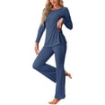 thumbnail image 1 of DARING DIVA Women's Ribbed Knit Lounge Set Pajama Sets Matching Outfits M Navy Blue, 1 of 7