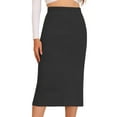 thumbnail image 1 of DARING DIVA Women's Ribbed Knit Stretchy Slit Midi Skirt M Dark Gray, 1 of 6