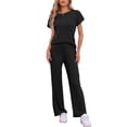 thumbnail image 1 of DARING DIVA Women's Ribbed Knit Sweater Pullover Pajama Set S Black, 1 of 5