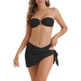 thumbnail image 1 of DARING DIVA Women's Ribbed O Ring Bandeau Bikini Sets X-Small Black, 1 of 6