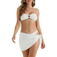 thumbnail image 1 of DARING DIVA Women's Ribbed O Ring Bandeau Bikini Sets X-Small White, 1 of 6