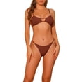 thumbnail image 1 of DARING DIVA Women's Ribbed Solid Color Bikini Sets 2 Pieces L Dark Brown, 1 of 6