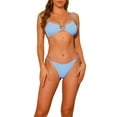thumbnail image 1 of DARING DIVA Women's Ribbed Solid Color Bikini Sets 2 Pieces L Light Blue, 1 of 6