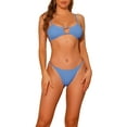 thumbnail image 1 of DARING DIVA Women's Ribbed Solid Color Bikini Sets 2 Pieces M Blue, 1 of 6