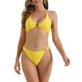 thumbnail image 1 of DARING DIVA Women's Ribbed Textured Halter Bikini Set X-Small Yellow, 1 of 6