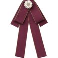 thumbnail image 1 of DARING DIVA Women's Ribbon Bow Rhinestone Pre-Tied Bow Ties Red, 1 of 5