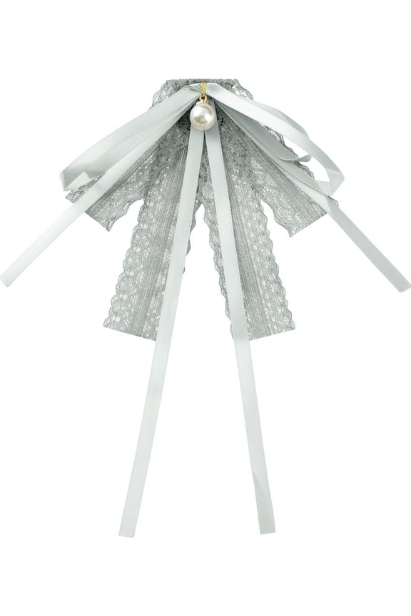 Women's Ribbon Lace Bow Tie Pre-Tied Corsage Bow Tie Grey