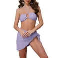 thumbnail image 1 of DARING DIVA Women's Rope Circle Halter Ribbed Bikini Set Large Light Purple, 1 of 6