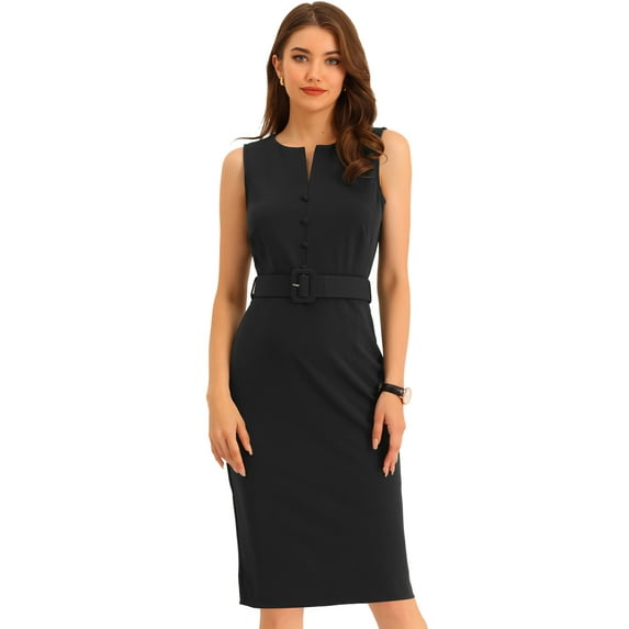 DARING DIVA Women's Round Neck Bodycon Sheath Sleeveless Work Dresses XL Black