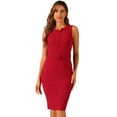 thumbnail image 1 of DARING DIVA Women's Round Neck Bodycon Sheath Sleeveless Work Dresses XS Red, 1 of 5